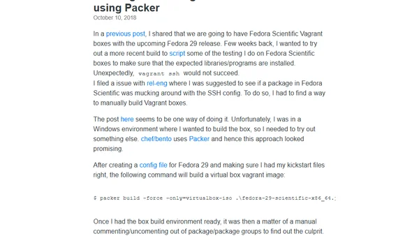 Building Fedora Vagrant boxes for VirtualBox using Packer