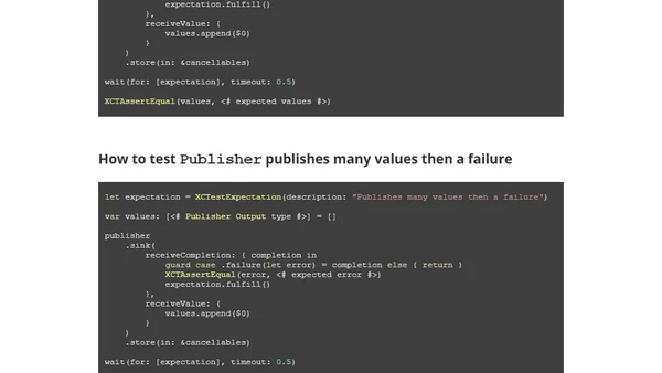 Unit Testing Combine Publisher Cheatsheet