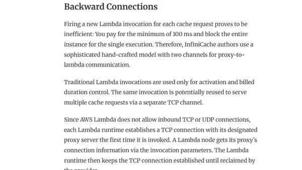 InfiniCache: Distributed Cache on Top of AWS Lambda (paper review)