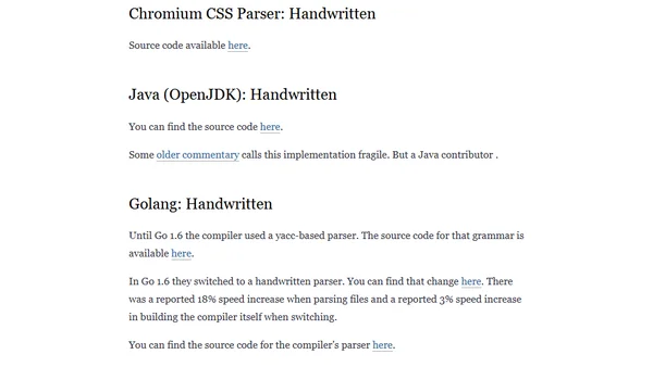 Parser generators vs. handwritten parsers: surveying major language implementations in 2021