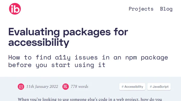 Evaluating packages for accessibility
