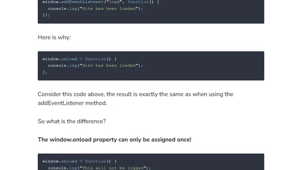 Never use window.onload