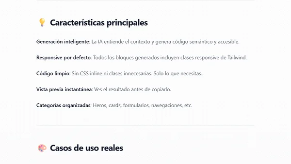 Blocks: generador de bloques HTML con Tailwind usando IA