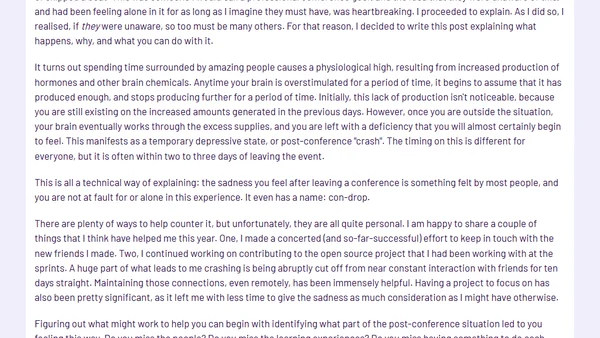 Post-Conference Depression Is Real, and You Are Not Alone