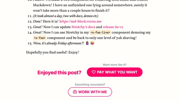 On Yak Shaving and <md-block>, a new HTML element for Markdown