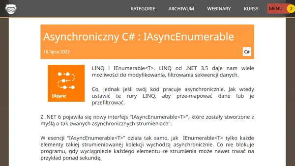 Asynchroniczny C# : IAsyncEnumerable