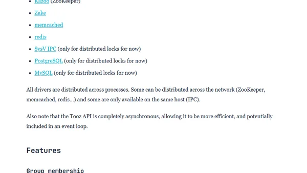 Distributed group management and locking in Python with tooz