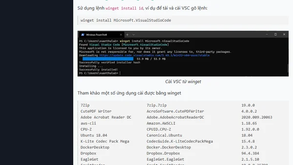 Sử dụng winget tải và cài đặt ứng dụng trên Windows