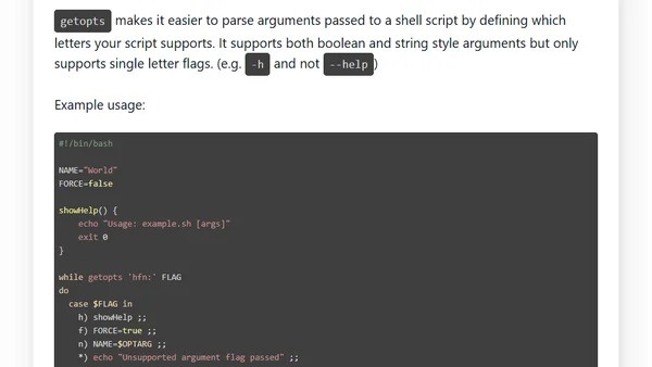 T.I.L. CLI flag handling in Bash using getopts