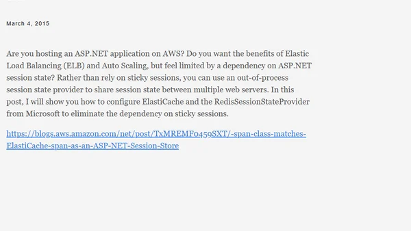 ElastiCache as an ASP.NET Session Store