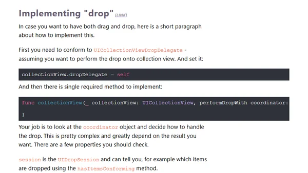 Implementing drag & drop for Collection View