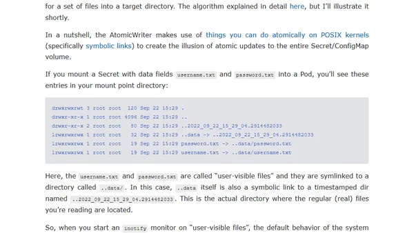 Pitfalls reloading files from Kubernetes Secret & ConfigMap volumes