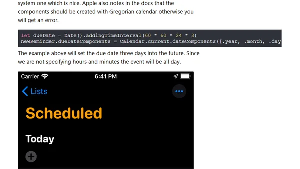 How to create iOS reminders programatically with alarms or recurrences