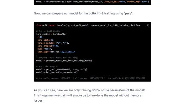 Efficient Large Language Model training with LoRA and Hugging Face