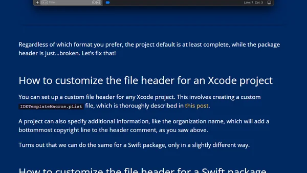 Setting up a custom Swift Package file header