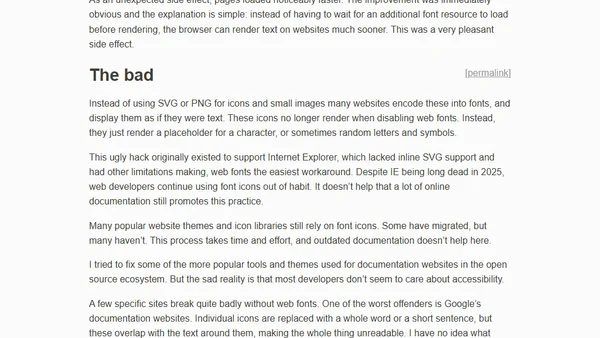 One year of using the web with web fonts disabled