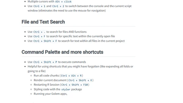 RStudio Shortcuts and Settings