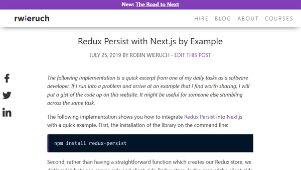 Redux Persist with Next.js by Example