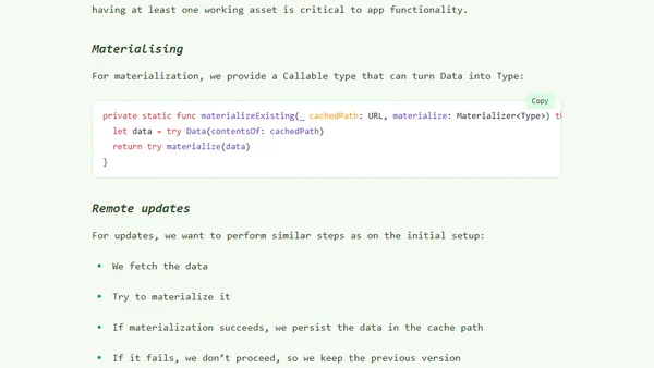 Supporting updatable assets