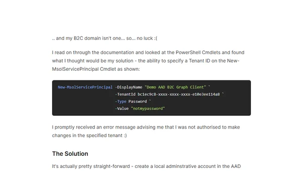Creating Azure AD B2C Service Principals with PowerShell