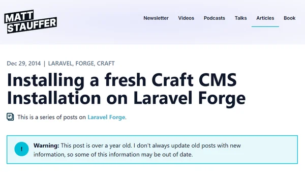 Installing a fresh Craft CMS Installation on Laravel Forge