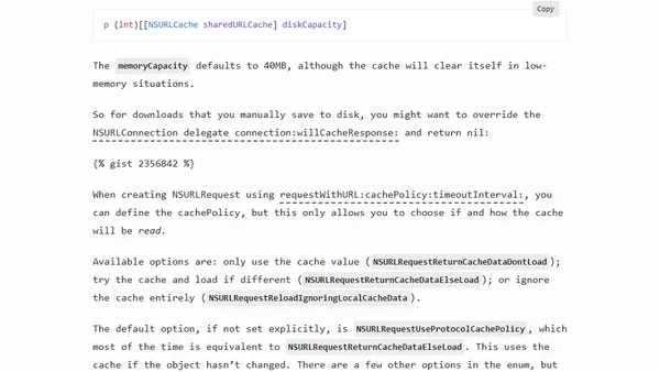NSURLCache Uses A Disk Cache As Of iOS 5
