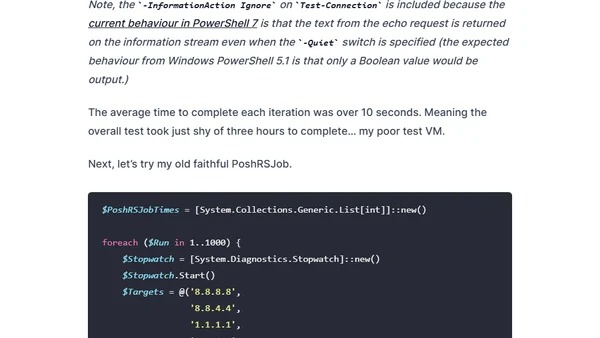 Can Parallel For Each Loops in PowerShell 7 Tear Me Away from PoshRSJob?