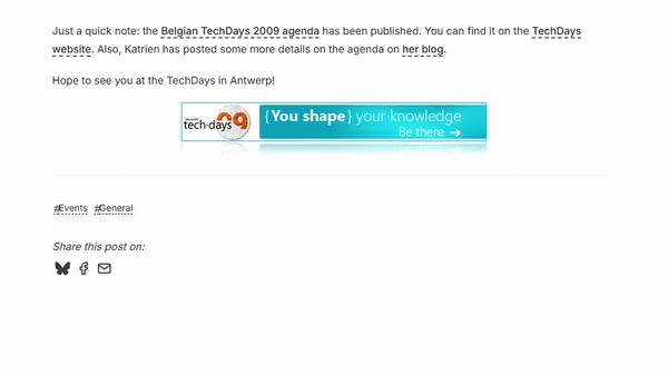 TechDays 2009 agenda has been posted!