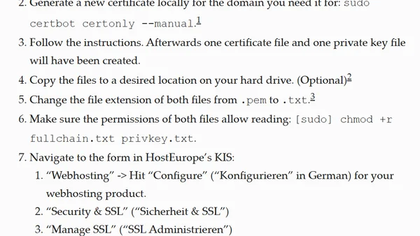 📄 Using Let's Encrypt SSL certificates with HostEurope Webhosting products