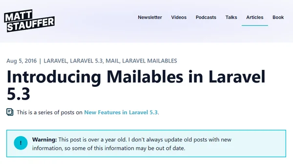 Introducing Mailables in Laravel 5.3