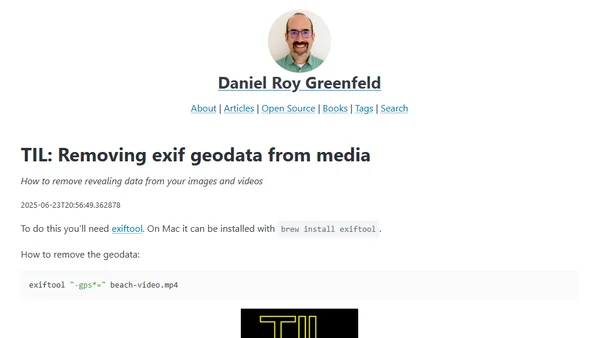 TIL: Removing exif geodata from media