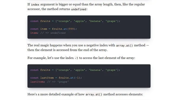 The New Array Method You'll Enjoy: array.at(index)
