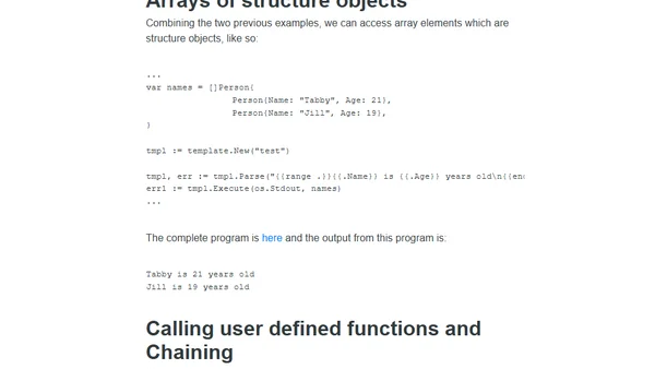 Examples of consuming data in Go templates
