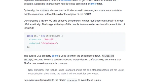 DOOM Rendered via Checkboxes