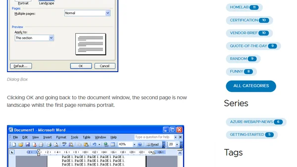 Turning a page round in Word 2003