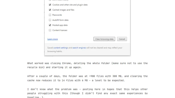 Chrome: huge cache usage
