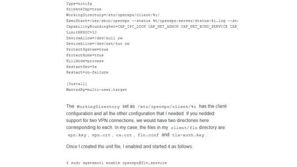 Setting up OpenVPN client with systemd template unit files