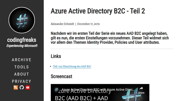 Azure Active Directory B2C - Teil 2