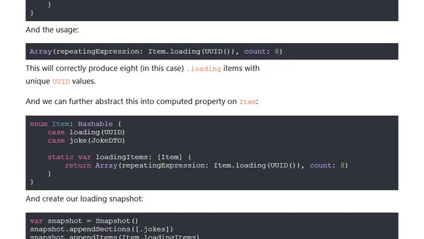 Implementing loading / shimmer with Diffable Data Source