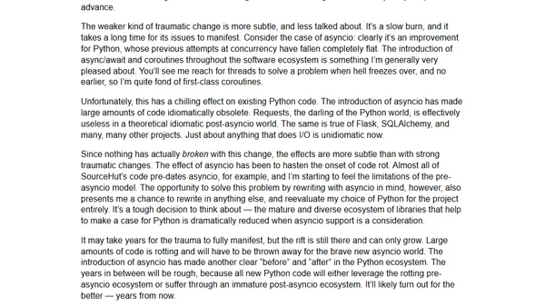 Software developers should avoid traumatic changes