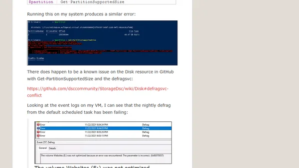 DSC disk resource failing due to defrag