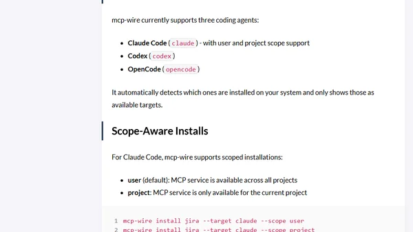 Releasing mcp-wire: a tool to easily configure MCPs in coding agents