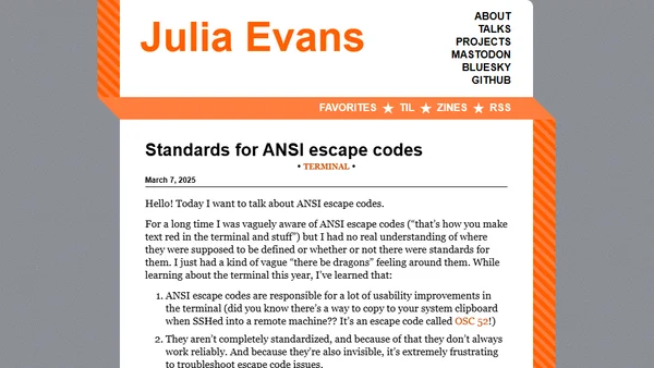 Standards for ANSI escape codes