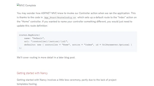 Nancy vs ASP.NET MVC - Getting Started