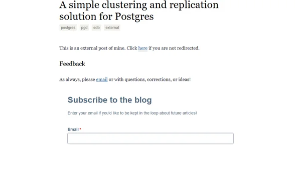 A simple clustering and replication solution for Postgres