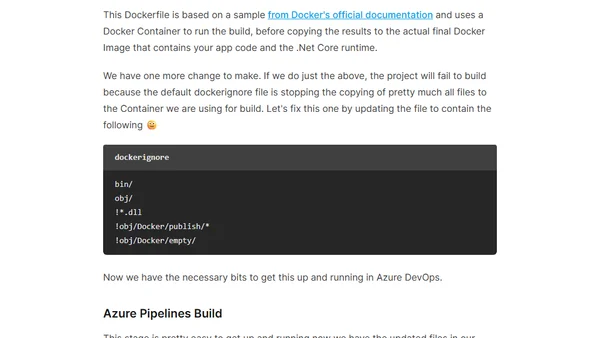 Continuous Deployment for Docker with Azure DevOps and Azure Container Registry