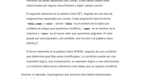 Cómo usar la sentencia UPDATE de MySQL para modificar los datos de una tabla