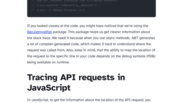 Trace the location of API requests