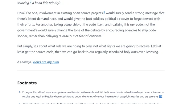 Government's Release of Federally Funded Source Code: Public Domain or Open Source? Yes.