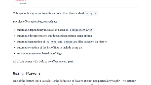 Packaging Python software with pbr